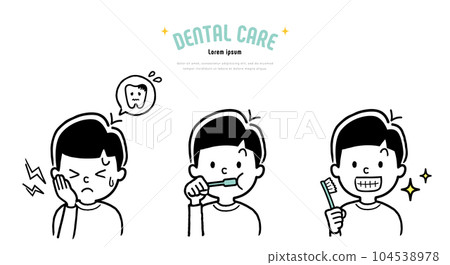 Vector illustration material: Boy brushing teeth to prevent tooth decay 104538978