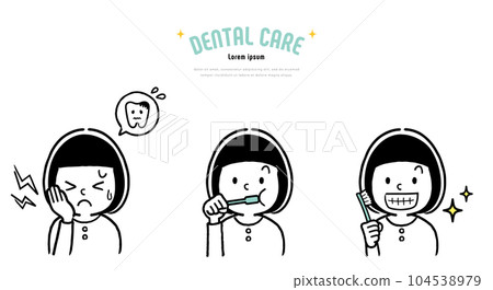 Vector illustration material: girl brushing teeth to prevent tooth decay Vector illustration material: girl brushing teeth to prevent tooth decay 104538979