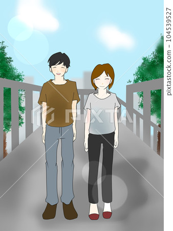 人行天橋與時尚男女插畫(二) 人行天橋與時尚男女插畫(二) 104539527