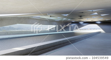 3D empty aspahalt road and roof architecture with triangular element design 104539549