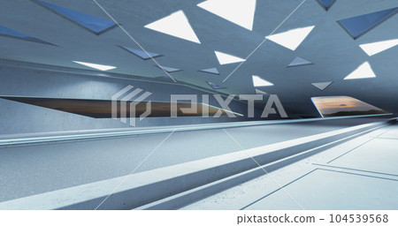 3D empty aspahalt road and roof architecture with triangular element design 104539568