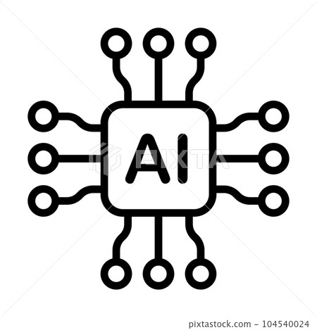 Artificial intelligence AI processor chip vector icon symbol for graphic design, logo, website, social media, mobile app, UI illustration 104540024