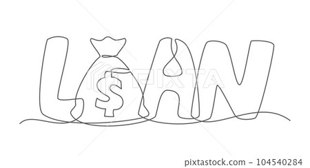 Loan One line drawing on white background Loan One line drawing on white background 104540284