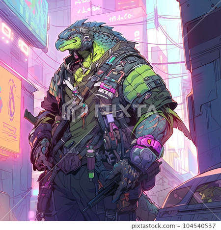 賽博朋克風格蜥蜴 | 生成人工智能 賽博朋克風格蜥蜴 | 生成人工智能 104540537