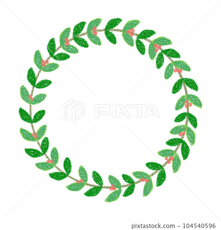 Simple green leaf wreath illustration frame material Simple green leaf wreath illustration frame material 104540596