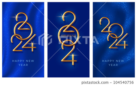 Happy New Year 2024 Greeting Card Set Happy New Year 2024 Greeting Card Set 104540756