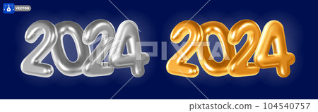 New Year 2024 3D Metal Numbers New Year 2024 3D Metal Numbers 104540757