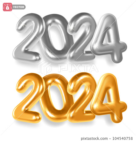 New Year 2024 3D Metal Numbers New Year 2024 3D Metal Numbers 104540758