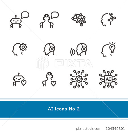 Simple and easy-to-use AI icon set No. 2, ideal for product design, application development and programming 104540801