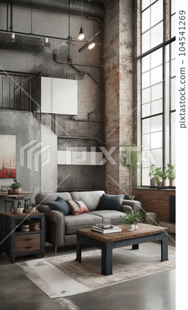 cool living room in industrial style 104541269