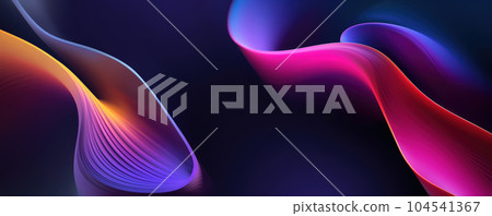 3D Abstract Background with Wavy Shape in Ultraviolet Spectrum 104541367