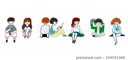 children sitting in line 104541368