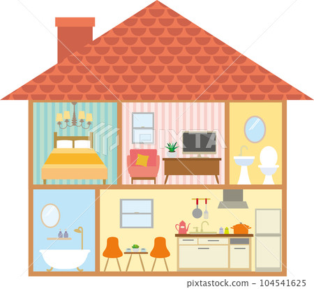 Cross section of a detached house Cross section of a detached house 104541625