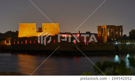 Philae temple complex ,an island-based temple complex in the reservoir of the Aswan Low Dam, downstream of the Aswan Dam and Lake Nasser, Egypt. 104542052