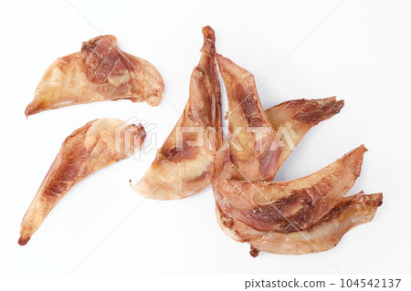 Dried cartilage for dogs isolated on white background Dried cartilage for dogs isolated on white background 104542137