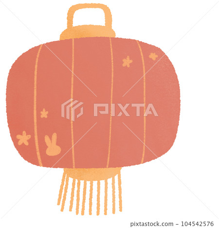 Lantern rabbit Moon festival watercolour cute illustration 104542576