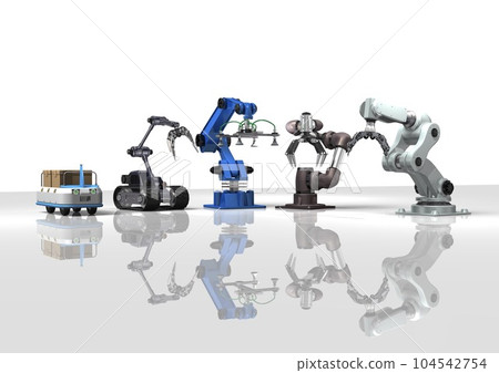 工業機器人、機械手、吸盤機器人、自主運行型、無人搬運機器人(3DCG圖像) 工業機器人、機械手、吸盤機器人、自主運行型、無人搬運機器人(3DCG圖像) 104542754