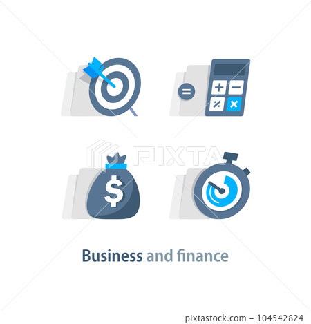 Investment fund performance report, interest rate graph, trade revenue boost, venture business growth strategy 104542824