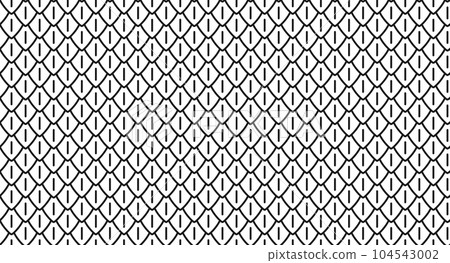 Dragon scale seamless pattern. Snake and reptile squama. Fish, mermaid scale background. Simple abstract dinosaur or dragon skin seamless pattern. Vector black liner illustration on white background Dragon scale seamless pattern. Snake and reptile squama. Fish, mermaid scale background. Simple abstract dinosaur or dragon skin seamless pattern. Vector black liner illustration on white background 104543002