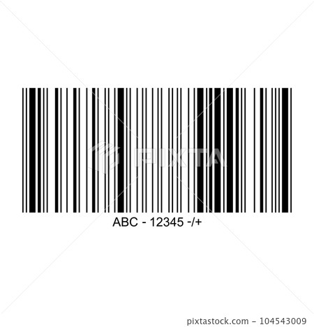 Barcode icon. Bar code label, tag, sticker template isolated on white background. Visual graphic data with product information for digital scan 104543009