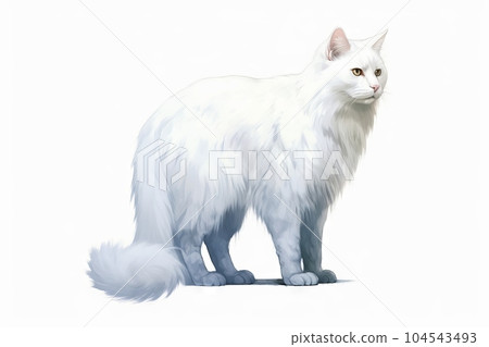 優雅的長毛白貓：AI 作品 104543493