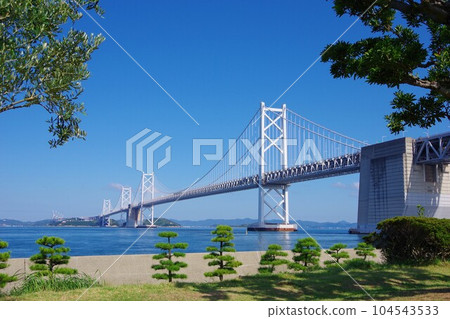 View from Seto Ohashi Memorial Park, Sakaide City, Kagawa Prefecture View from Seto Ohashi Memorial Park, Sakaide City, Kagawa Prefecture 104543533