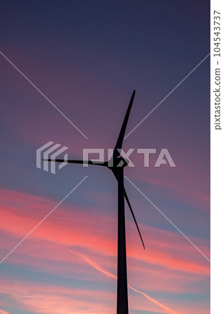 Landscape with Turbine Green Energy Electricity, Windmill for electric power production, Wind Landscape with Turbine Green Energy Electricity, Windmill for electric power production, Wind 104543737