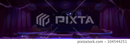 Abandoned theater stage with spooky ghost Abandoned theater stage with spooky ghost 104544251