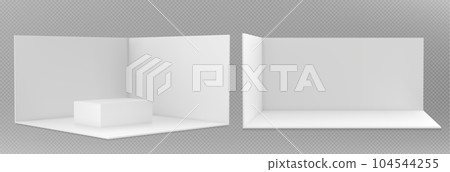 3d booth stand for trade show, white room mockup 3d booth stand for trade show, white room mockup 104544255