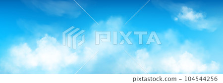 3d realistic sky background with fluffy cloud 104544256