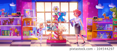 Kid toy store interior cartoon vector illustration Kid toy store interior cartoon vector illustration 104544297
