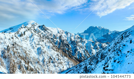 Winter view on Marmolada mountain , Italy. 104544773