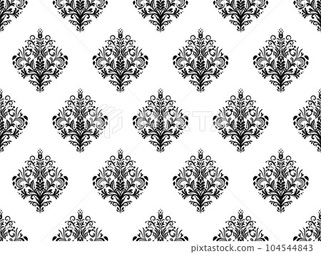 Damask seamless pattern. Black flowers Luxury Royal Wallpaper. Floral Background. 104544843