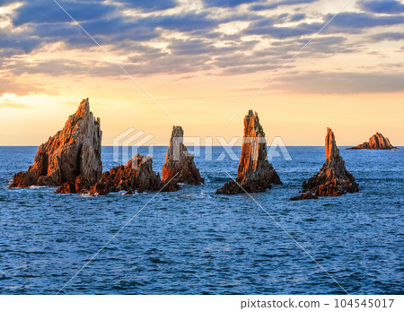 Gueirua beach at evening. Asturias, Spain. 104545017