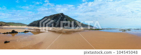 Summer sandy beach (Algarve, Costa Vicentina, Portugal). Panorama. Summer sandy beach (Algarve, Costa Vicentina, Portugal). Panorama. 104545048