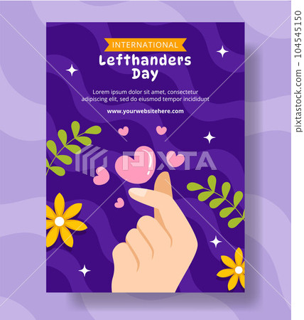Happy Left Handers Day Vertical Poster Flat Cartoon Hand Drawn Templates Background Illustration 104545150
