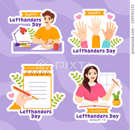 Happy Left Handers Day Label Flat Cartoon Hand Drawn Templates Background Illustration 104545152