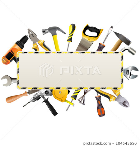 Vector Construction Placard with Tools 104545650