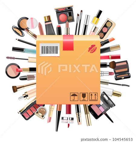 Vector Makeup Shopping Concept with Carton Box Vector Makeup Shopping Concept with Carton Box 104545653