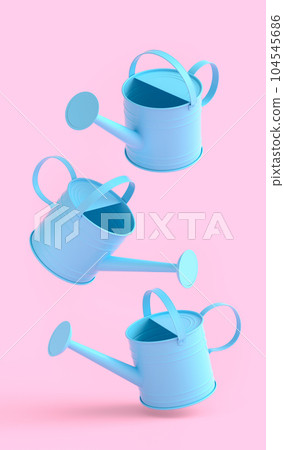 Set of watering cans on monochrome background, gardening equipment tools 104545686