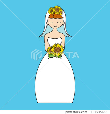 Summer bride with a bouquet of sunflowers 104545688