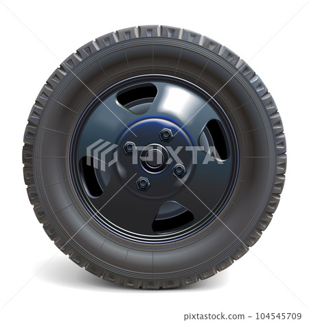 Vector Retro Front Truck Wheel with Black Disk 104545709