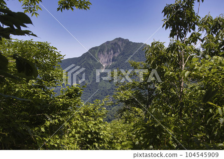從長野縣小谷村大鳧山步道看到的天陽山 104545909