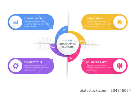 Circle Infographic Template with Four Elements Circle Infographic Template with Four Elements 104546034