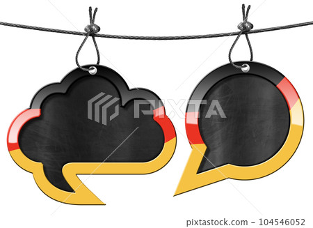 Two Empty Speech Bubbles with German Flag Isolated on White Background Two Empty Speech Bubbles with German Flag Isolated on White Background 104546052