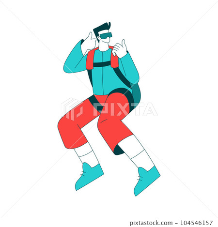 Air Sport with Man Character Free-falling While Parachuting and Skydiving Vector Illustration Air Sport with Man Character Free-falling While Parachuting and Skydiving Vector Illustration 104546157