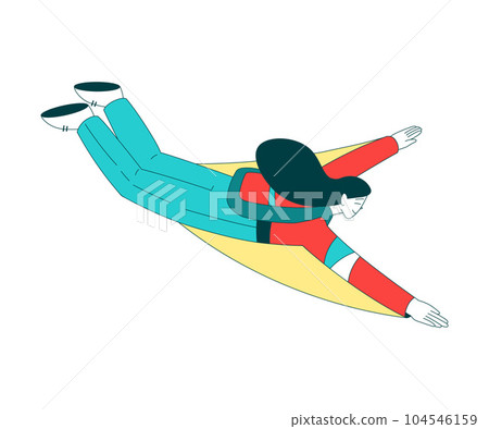 Air Sport with Woman Character Wingsuit Flying Vector Illustration Air Sport with Woman Character Wingsuit Flying Vector Illustration 104546159