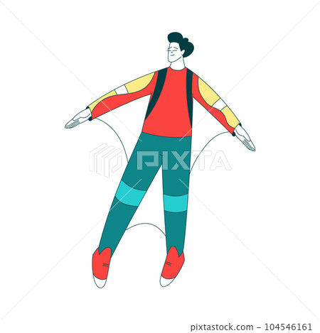 Air Sport with Man Character Wingsuit Flying Vector Illustration Air Sport with Man Character Wingsuit Flying Vector Illustration 104546161