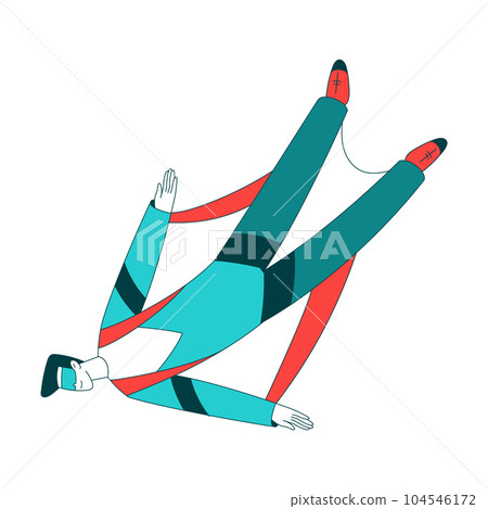 Air Sport with Man Character Wingsuit Flying Vector Illustration 104546172