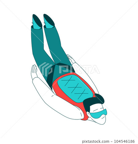 Air Sport with Man Character Free-falling While Parachuting and Skydiving Vector Illustration 104546186